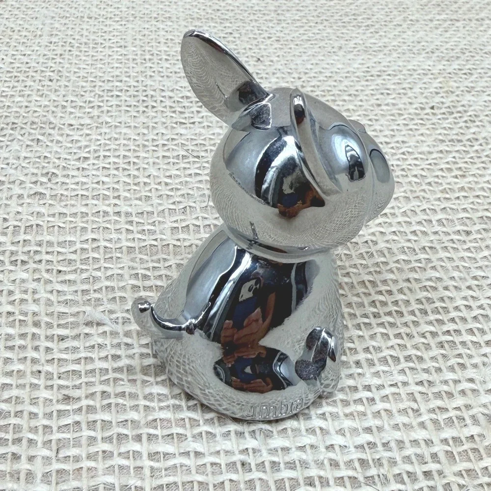 Umbra French Bulldog Ring Holder Chrome Silver Metal Dog Figurine Jewelry Stand